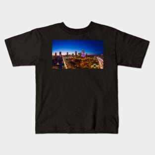 Warsaw city center at dusk aerial view Kids T-Shirt